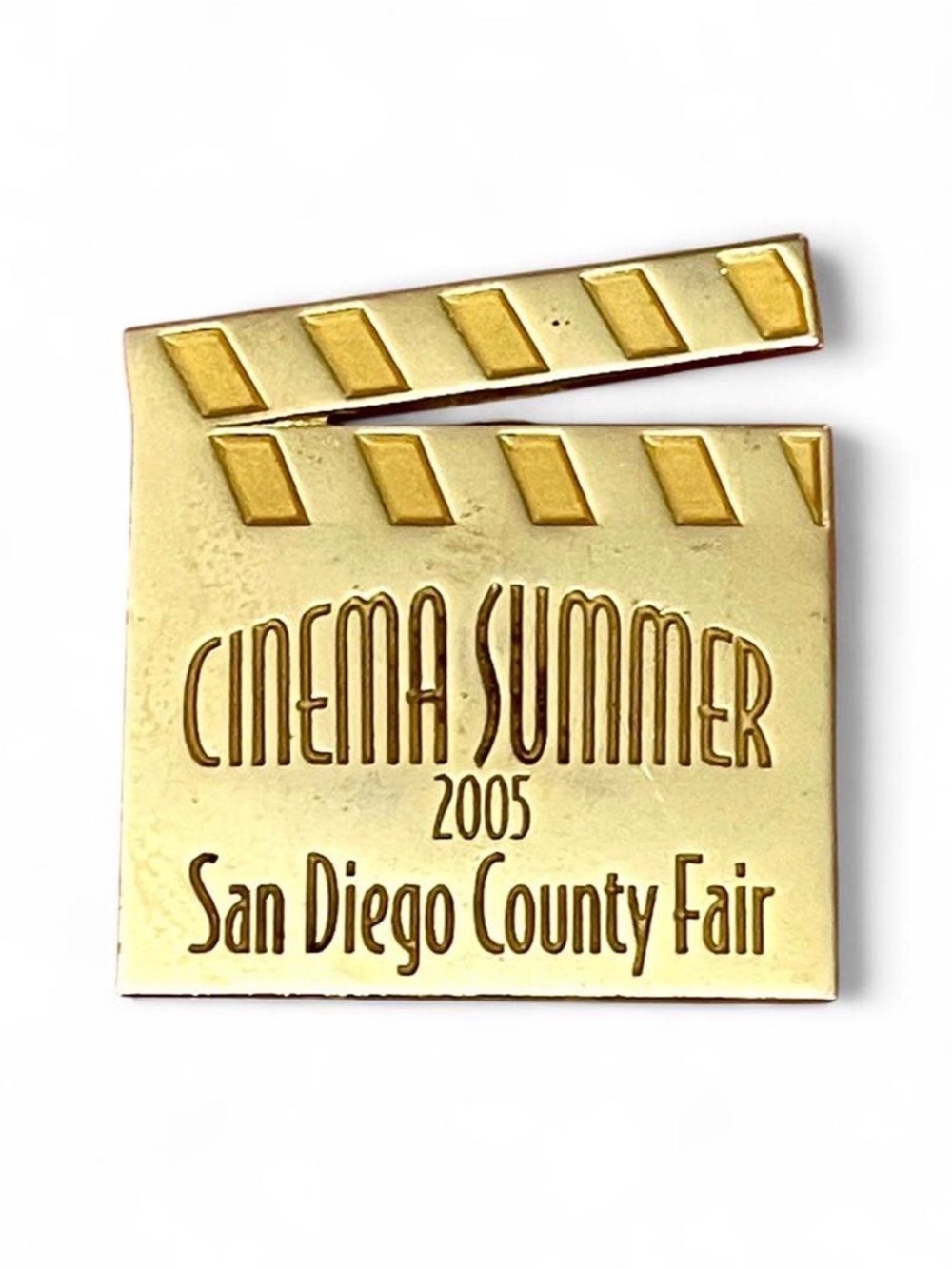 San Diego County Fair 2005 Gold Clapperboard Film Brooch Lapel Pin Cinema Summer